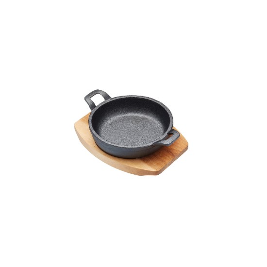 Mini steelpan, gietijzer, 12 cm, met houten steun - by Kitchen Craft