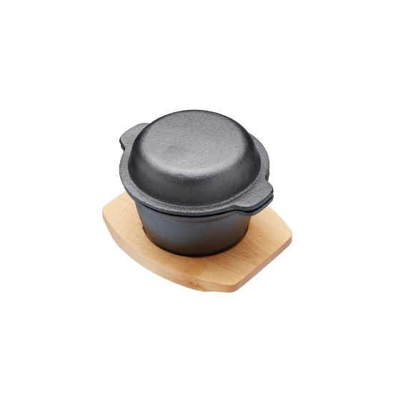 Mini - saucepan made from cast iron, 14 x 12 cm, with wooden support - by Kitchen Craft