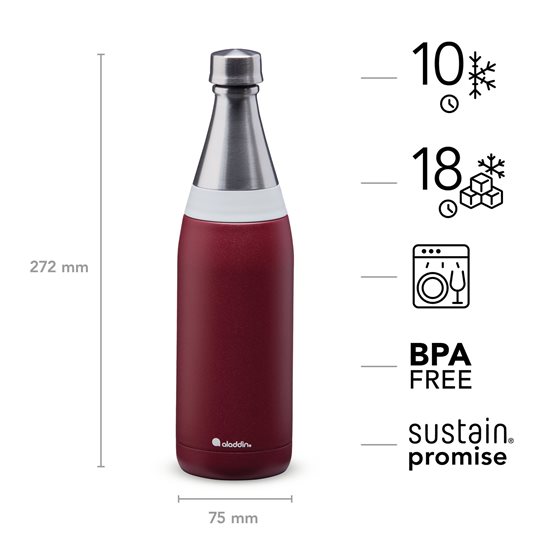 Garrafa de aço inoxidável Fresco Thermavac 600 ml, "Burgundy Red" - Aladdin