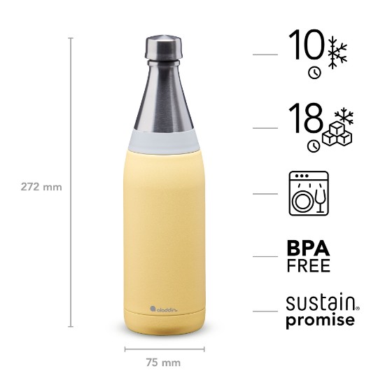 "Fresco Thermavac" nerūsējošā tērauda pudele 600 ml, Lemon - Yellow - Aladdin