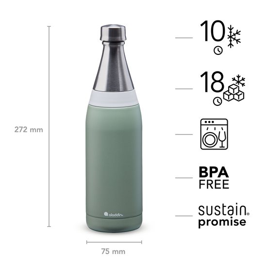 Stainless steel Fresco Thermavac bottle 600 ml, Sage Green - Aladdin