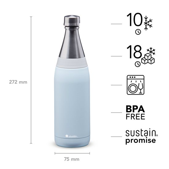 Fresco Thermavac flaske i rustfrit stål 600 ml, Sky Blue - Aladdin