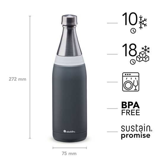 "Fresco Thermavac" stainless steel bottle 600 ml, <<Slate Gray>> - Aladdin