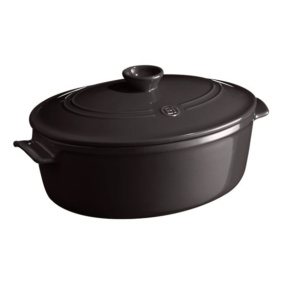 Oval ceramic cooking pot, 33 cm/6 L, Charcoal - Emile Henry