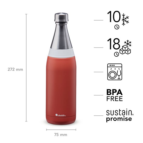 "Fresco Thermavac" stainless steel bottle 600 ml, <<Terracotta>> - Aladdin