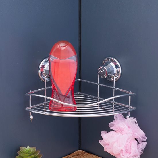 Bathroom shelf with suction cups, 21 x 21 x 15 cm - Tekno-tel