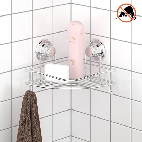 Bathroom shelf with suction cups, 21 x 21 x 15 cm - Tekno-tel