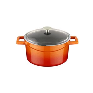 Saucepan, cast iron, 20 cm, "Glaze" range, orange color - LAVA brand