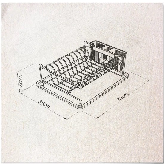 Dish drying rack, 39 x 30 x 13 cm, pink - Tekno-tel