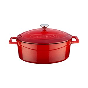 Oval saucepan, cast iron, 27 cm, "Folk" range, red - LAVA brand