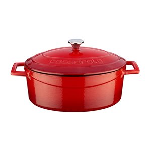 Oval saucepan, cast iron, 29 cm, "Folk" range, red - LAVA brand