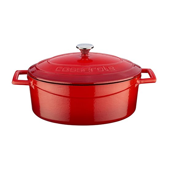 Oval kasserolle, støpejern, 29 cm, "Folk"-serie, rød - LAVA-merke