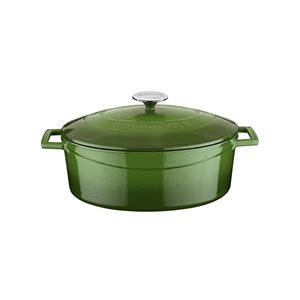 Oval saucepan, cast iron, 25 cm, "Folk", green - LAVA brand