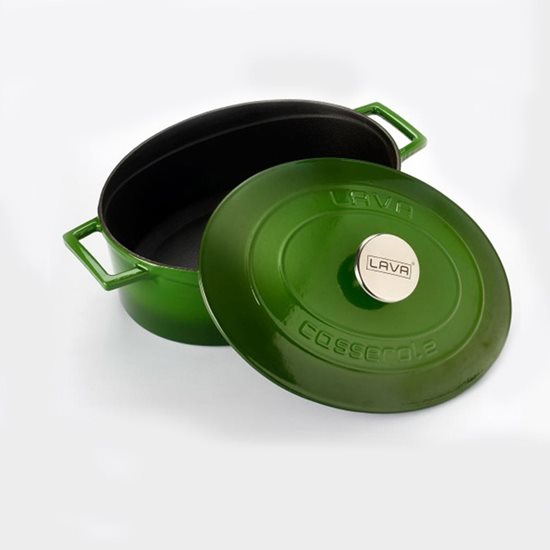 Ovaler Topf, Gusseisen, 25 cm, "Folk", grün - Marke LAVA