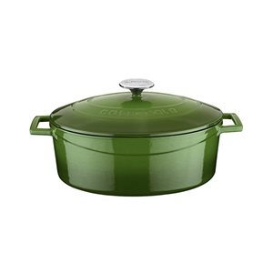Oval saucepan, cast iron, 27 cm, "Folk" range, green - LAVA brand