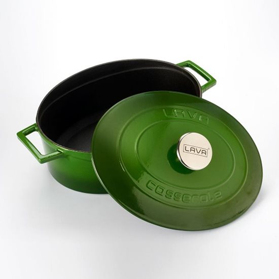 Овални лонац, ливено гвожђе, 27 цм, серија "Фолк", зелена - бренд ЛАВА