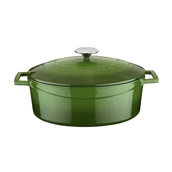 Oval kasserolle, støpejern, 29 cm, "Folk"-serie, grønn - LAVA-merke