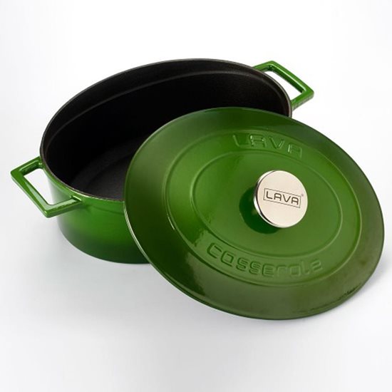 Ovalna ponev, lito železo, 29 cm, serija "Folk", zelena - blagovna znamka LAVA