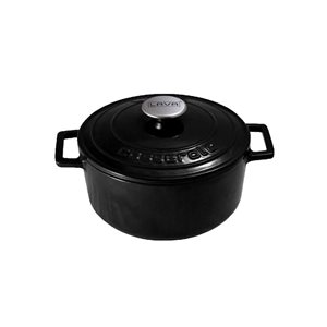 Saucepan, cast iron, 22 cm, "Folk" range, black - LAVA brand