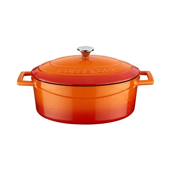 Oval cast iron saucepan, 27cm/3,9L, "Folk", Orange - LAVA