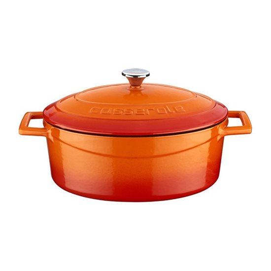 Oval kasserolle, støpejern, 29 cm, "Folk"-serie, oransje farge - LAVA-merke