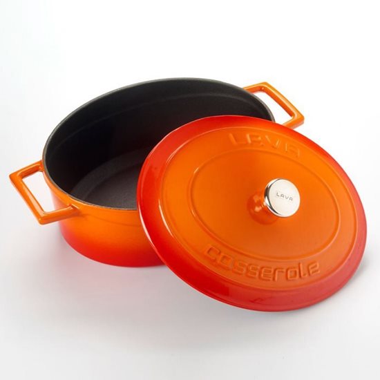 Rondel owalny, żeliwny, 29 cm, seria "Folk", kolor pomarańczowy - marka LAVA