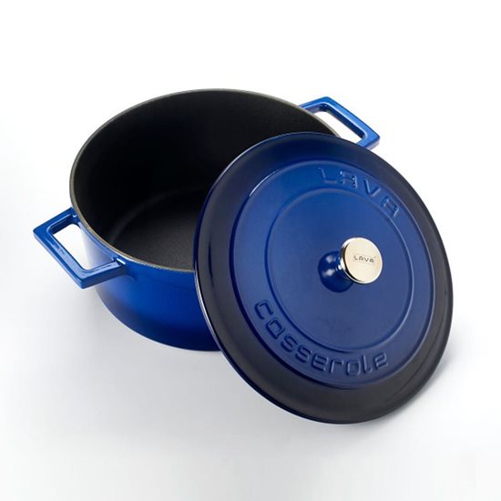 Saucepan, cast iron, 24 cm / 4.5 L, "Folk", blue - LAVA