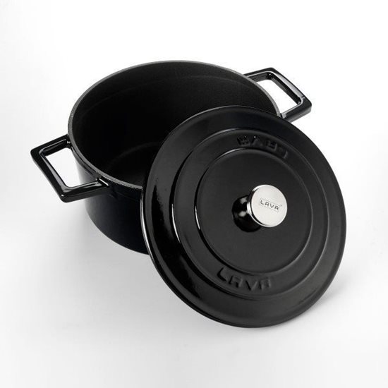 Saucepan, cast iron, 24 cm, "Folk" range, black - LAVA