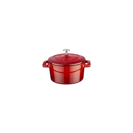 Saucepan, "Folk" range, cast iron, 10 cm,  red color - LAVA brand