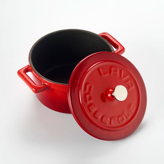 Saucepan, "Folk" range, cast iron, 10 cm,  red color - LAVA brand