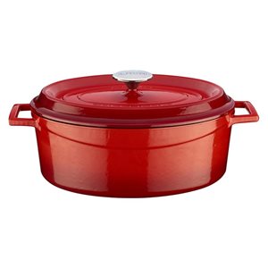 Oval saucepan, cast iron, 33 cm, "Trendy" range, red - LAVA brand