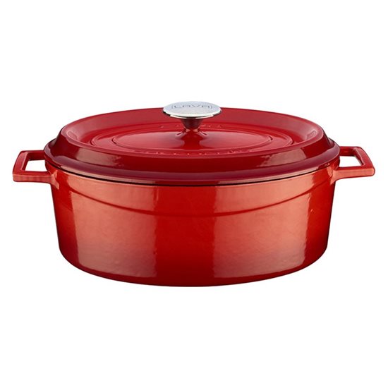 Ovale steelpan, gietijzer, 33 cm, "Trendy" gamma, rood - LAVA merk