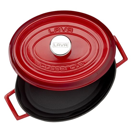 Oval saucepan, cast iron, 33 cm, "Trendy" range, red - LAVA brand