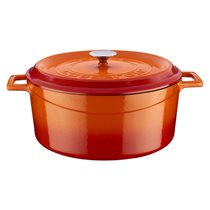 Saucepan, cast iron, 32 cm, "Folk", orange color  - LAVA brand