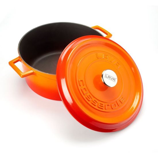 Saucepan, cast iron, 32 cm, "Trendy", orange colour  - LAVA brand