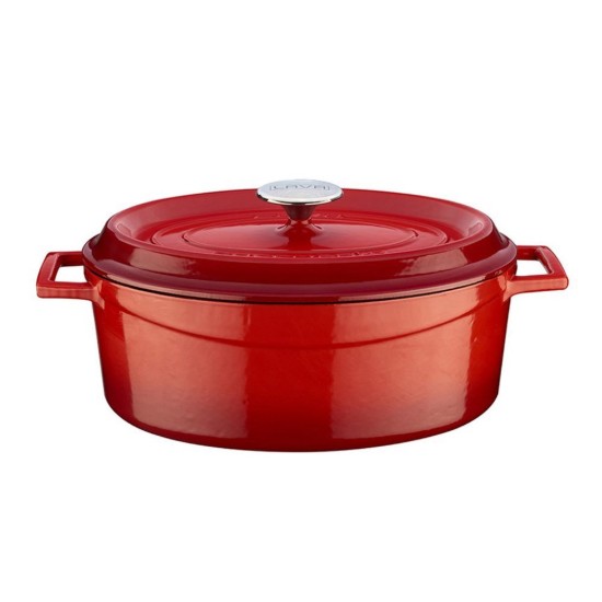 Oval saucepan, cast iron, 31 cm/5.47 L, "Trendy", Red - LAVA