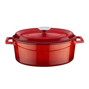 Oval saucepan, cast iron, 31 cm, "Trendy" range, red - LAVA brand