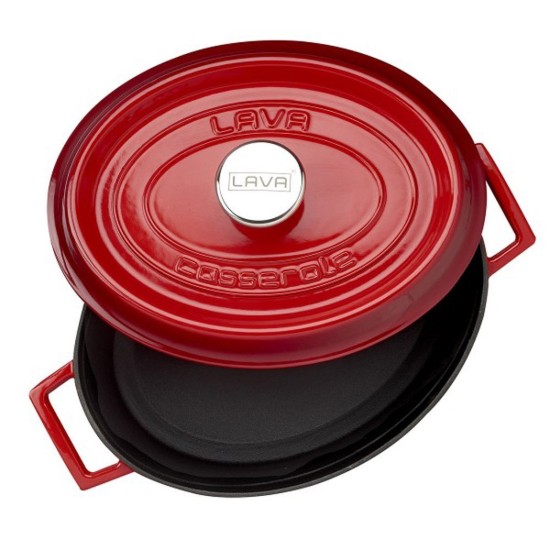 Oval saucepan, cast iron, 31 cm/5.47 L, "Trendy", Red - LAVA
