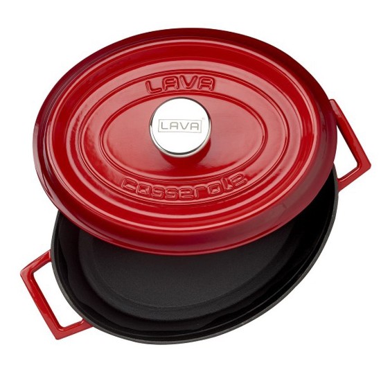 Oval saucepan, cast iron, 31 cm / 5 L, "Trendy" range, Red - LAVA