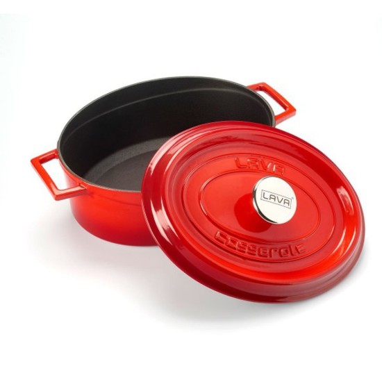 Oval saucepan, cast iron, 31 cm/5.47 L, "Trendy", Red - LAVA