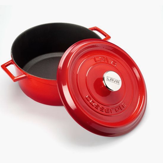Saucepan, cast iron, 28 cm, "Trendy" brand, red - LAVA brand