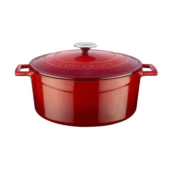 Saucepan, cast iron, 28 cm, 6.7 l, "Folk" range, red - LAVA brand