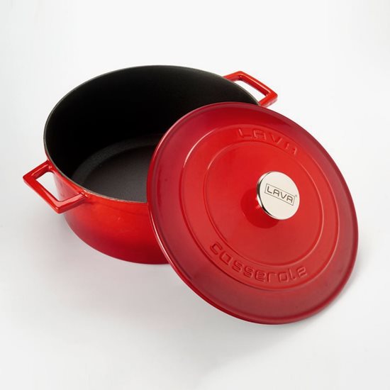 Saucepan, cast iron, 28 cm, 6.7 l, "Folk" range, red - LAVA brand