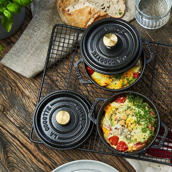 Cocotte cooking pot, cast iron, 12cm/0.4L, Black - Staub