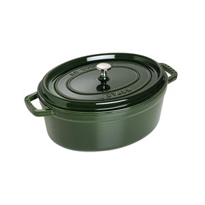 Oval Cocotte cooking pot, cast iron, 27cm/3.2L, Basil - Staub