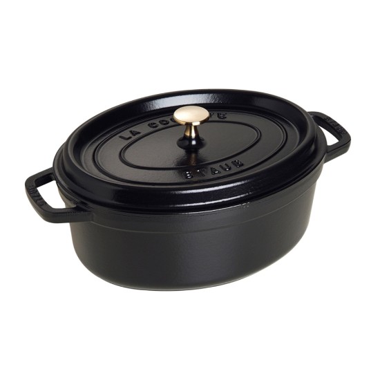 Oval Cocotte cooking pot, cast iron, 31cm/5.5L, Black - Staub