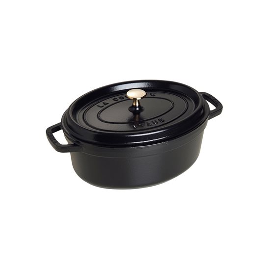 Oval Cocotte cooking pot, cast iron, 23 cm/2.35L, Black - Staub 