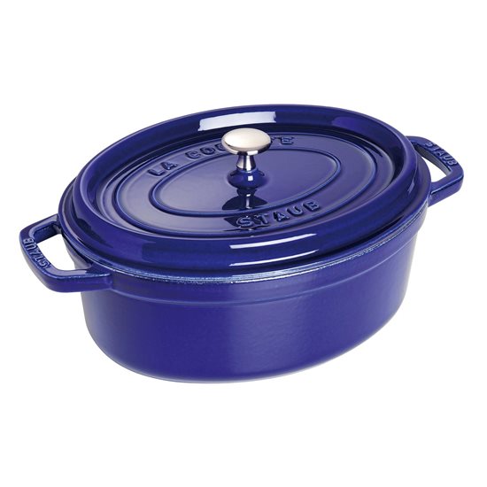 Oval Cocotte cooking pot made of cast iron 33 cm/6.7 l, "Dark Blue" colour - Staub 