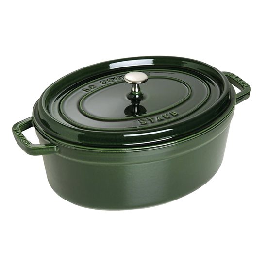 Oval Cocotte cooking pot, cast iron, 33 cm/6.7L, Basil - Staub