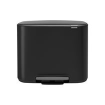 "Bo" trash bin with pedal, stainless steel, 36 L, Matt Black - Brabantia